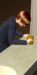 調理台を掃除中